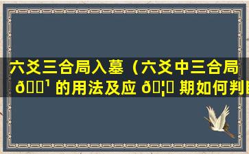 六爻三合局入墓（六爻中三合局 🌹 的用法及应 🦁 期如何判断）